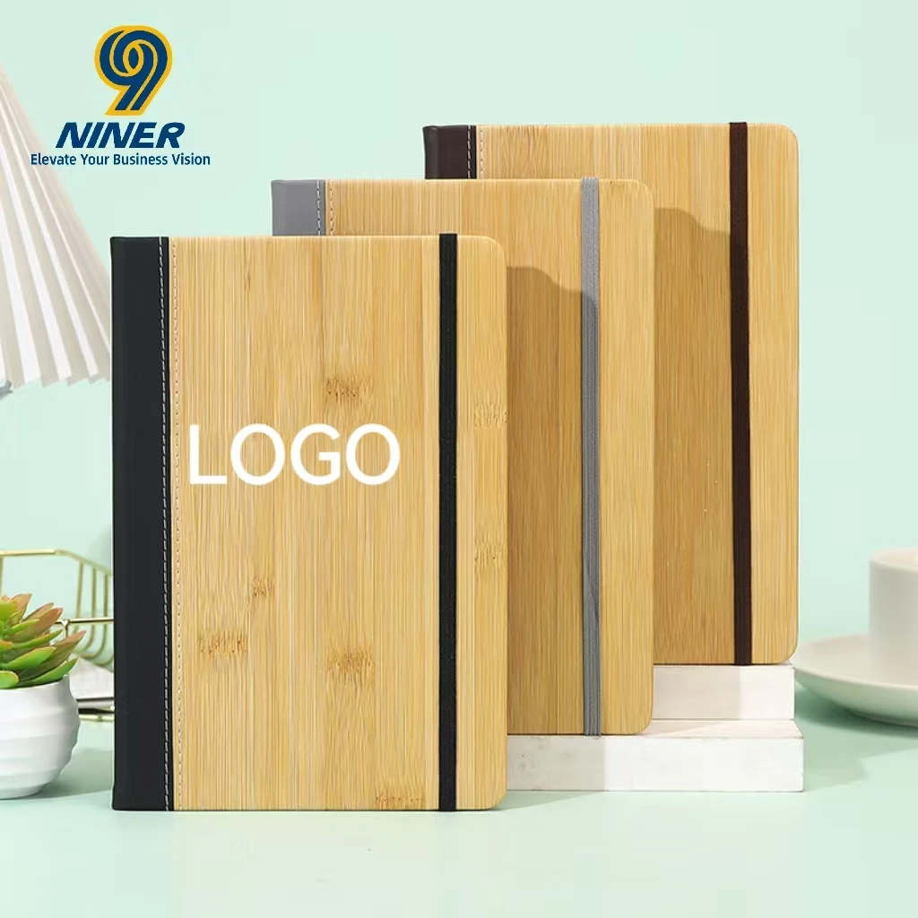 Creative bamboo  notebook A5 cork mosaic binding  business notebook office set custom logo eco-friendly notebook