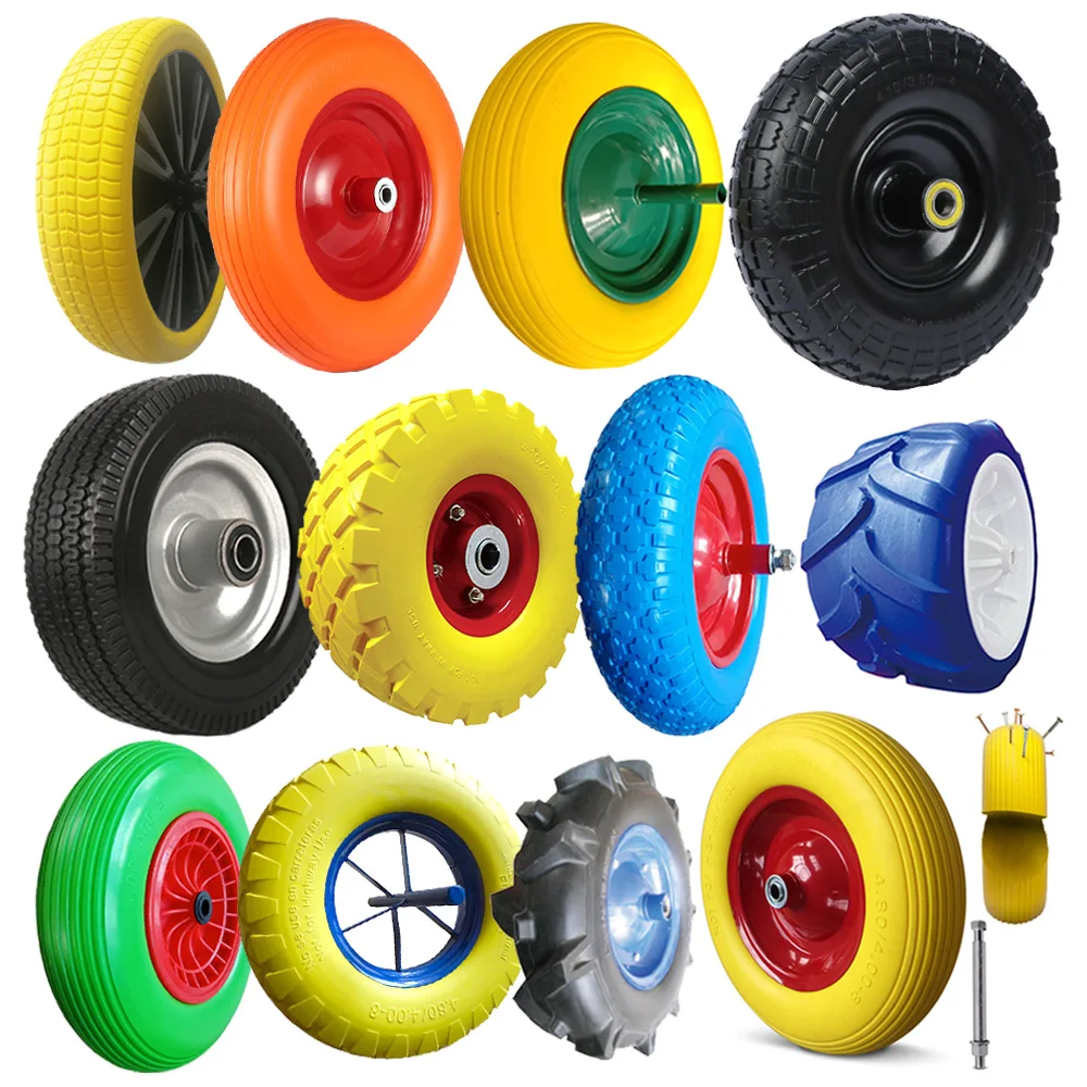 10 12 13 14 15 16 inch PU Foam Flat Free Wheelbarrow Wheel and Tires for Wagon Cart Lawn Mower Hand Trucks