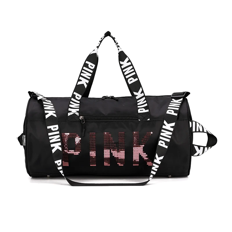 pink black duffle bolsa