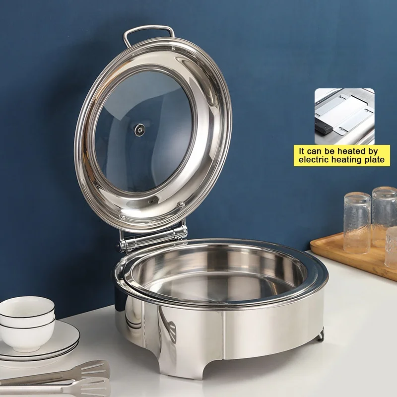 Горячая распродажа, круглая Золотая тарелка из нержавеющей стали для жарки, набор для жарки блюд для подачи в отель