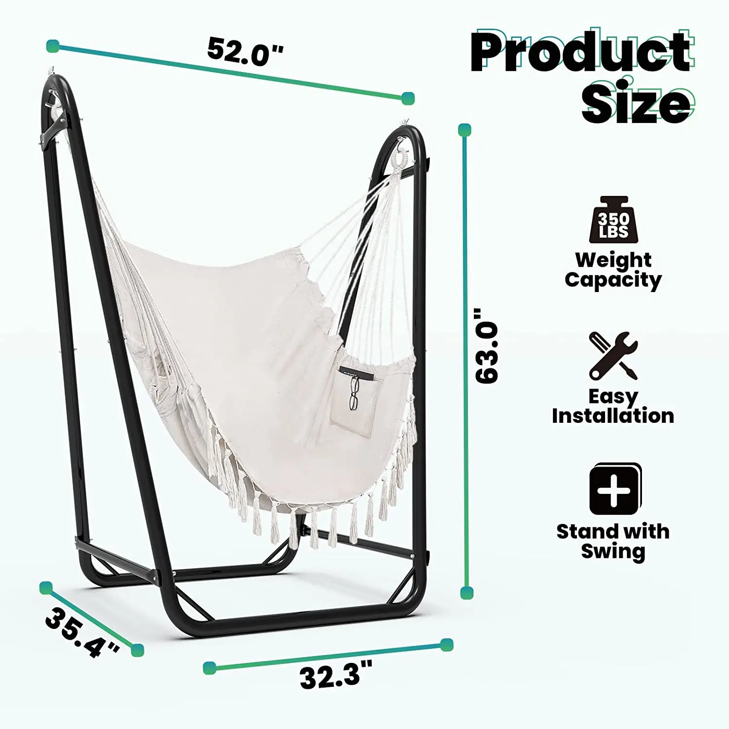 Heavy Duty Hanging Chair With Tassels Without Spreader Bar Hammock