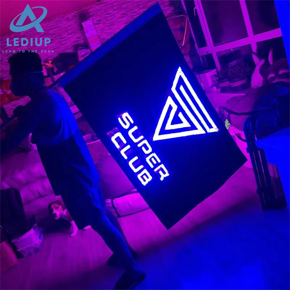 Customized Logo Led Flag Programmable Animation Video LED Glowing Flag ...