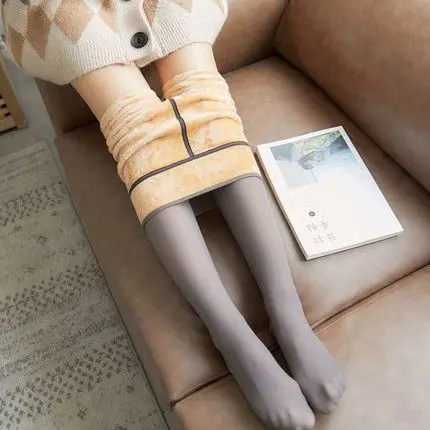 Hot Sale Winter Thicken Fleece Lined Warm Sexy Fake Transparent Tights