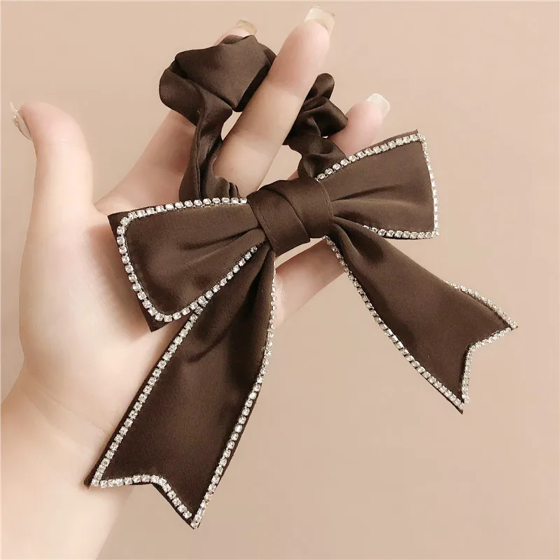 Оптовая продажа, новинка, модная лента для волос с большим бантом и стразами, элегантная ретро-заколка для хвоста, головной убор