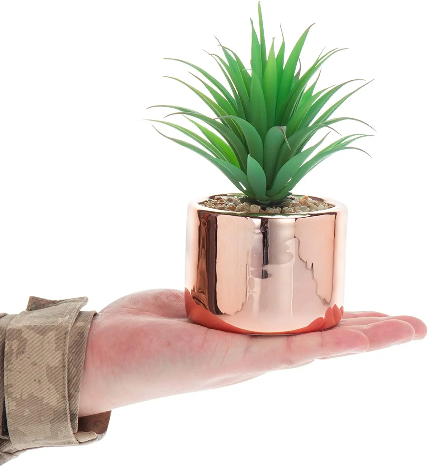 Rose Gold Ceramic Pots for Home Decor Artificial Succulent Plants Set of 4-2 