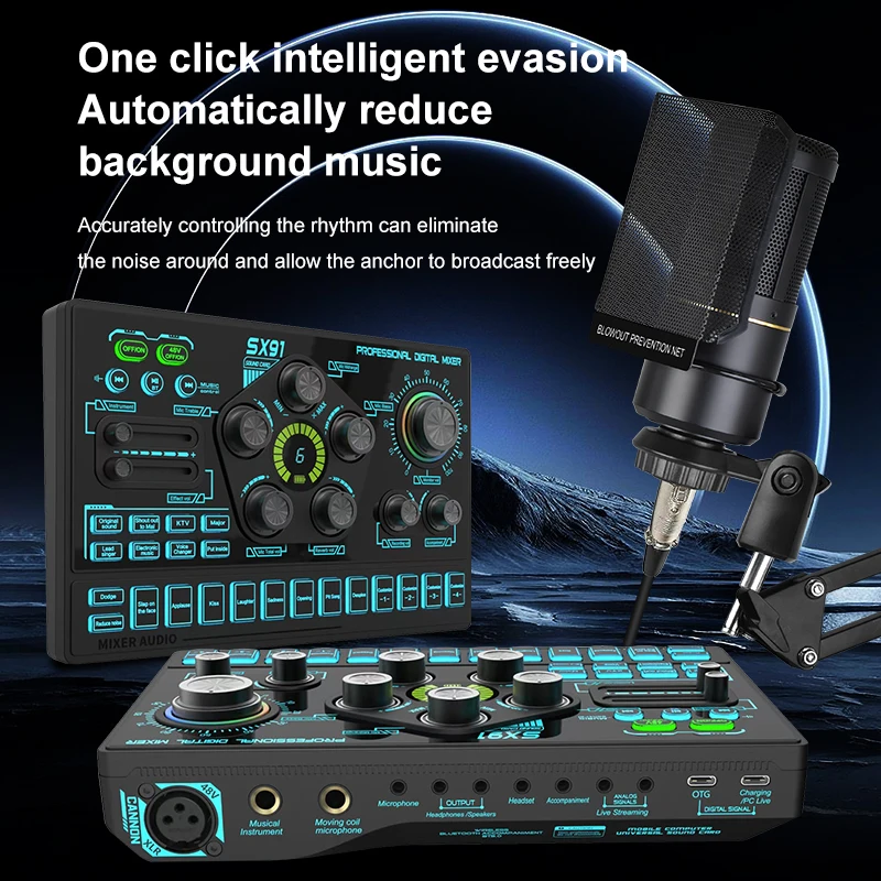 SX91 Sound Card & ZX320 Microphone - Professional Podcast Gear