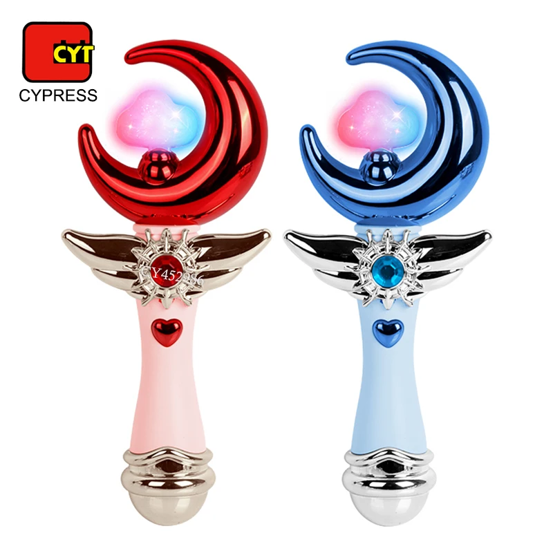 New Design Light up Toy Magic Moon Princess Wand Flashing LED Fairy Wands With Music for Girls