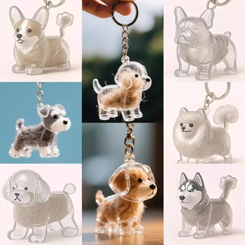 Cute Transparent Pet Hair Fur Storage Capsule Pendant Pet Hair Commemorative  Collector Keychain Hanging