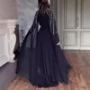Black Middle Eastern beaded long dress evening gown