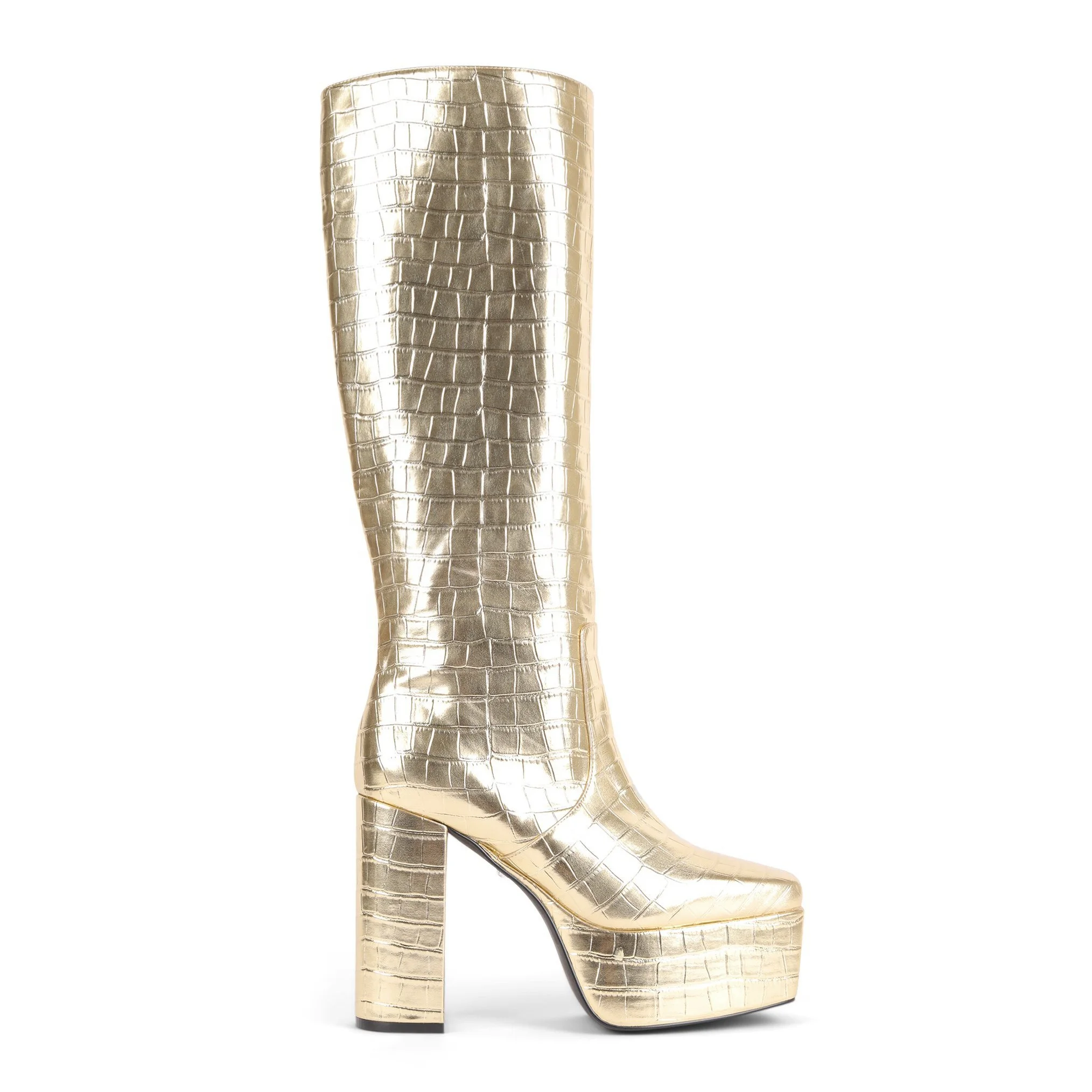 metallic designer boots