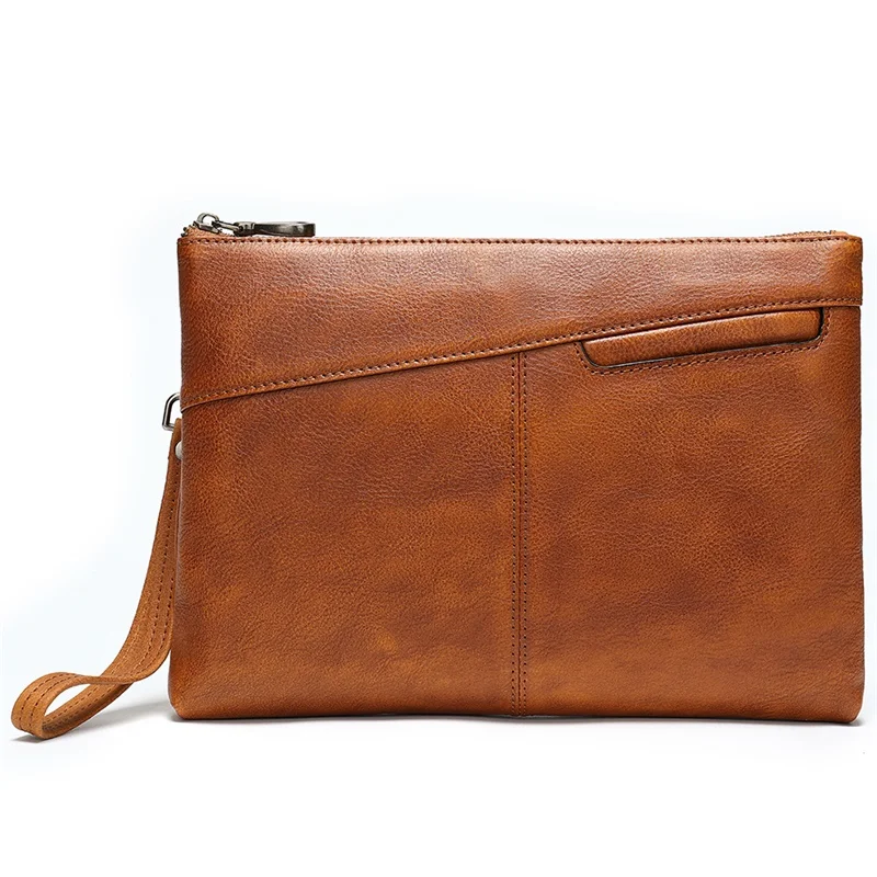 Wholesale Genuine Leather Men Envelope Clutch Bag Man Purse