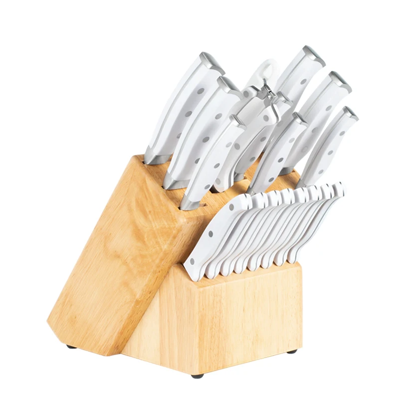 Farberware Triple Riveted Knife Block Set 15piece In White And Gold