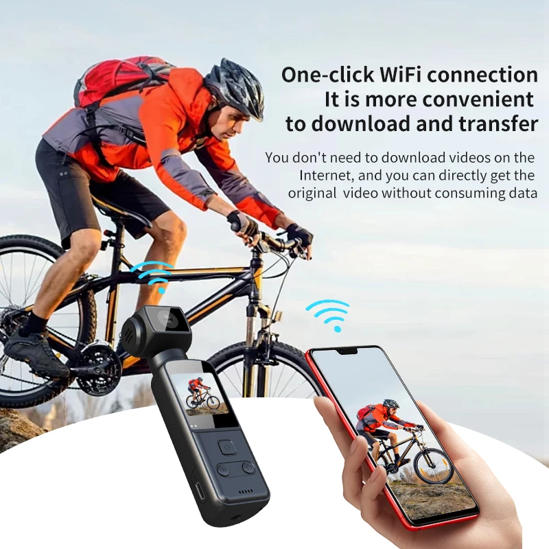High Definition 4K Sport Action Camera 128GB Built-in Memory Lightweight Screen Rotate Wifi Connectivity CMOS Imaging