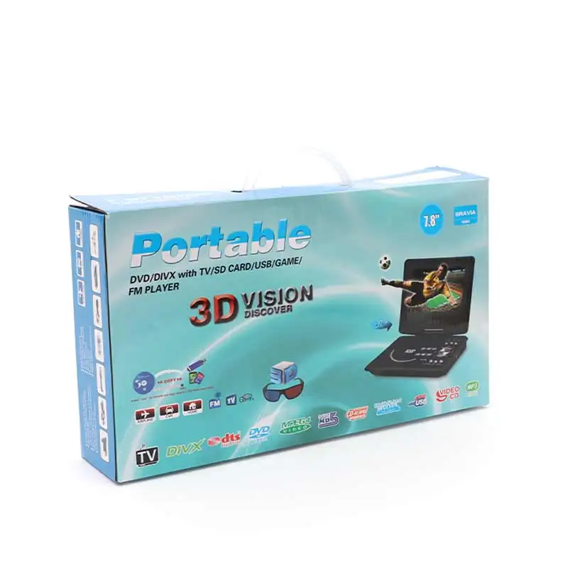 7.5 Inch LED Screen  Rechargeable Battery Analog TV USB FM Portable DVD Player