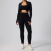 Coat-bra-long pants-black