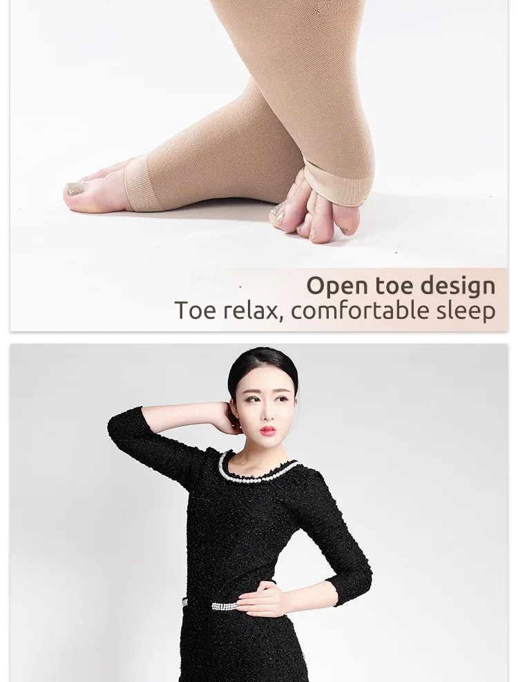 Open Toe Medical Thigh High Legs Compression Stockings Rehabilitation Therapy Supplies Body Health Care, Daily Wear 23-32mmhg