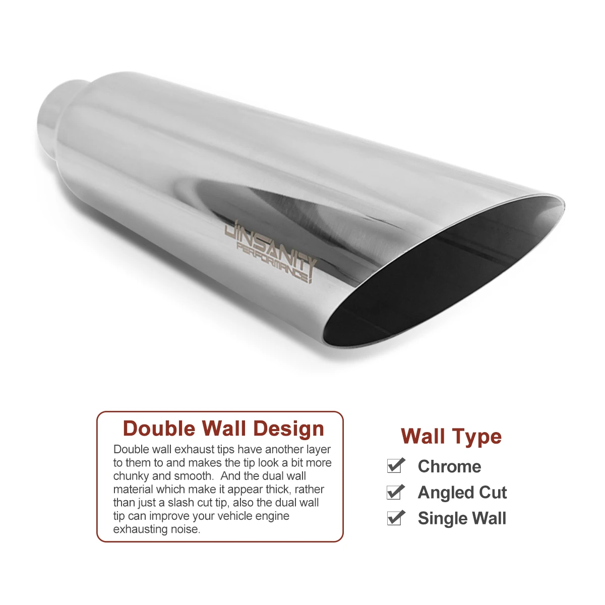 High Performance Exhaust Muffler Tip Daul Outlet Oval Rolled Edge Stainless Steel Side Pipe Exhaust