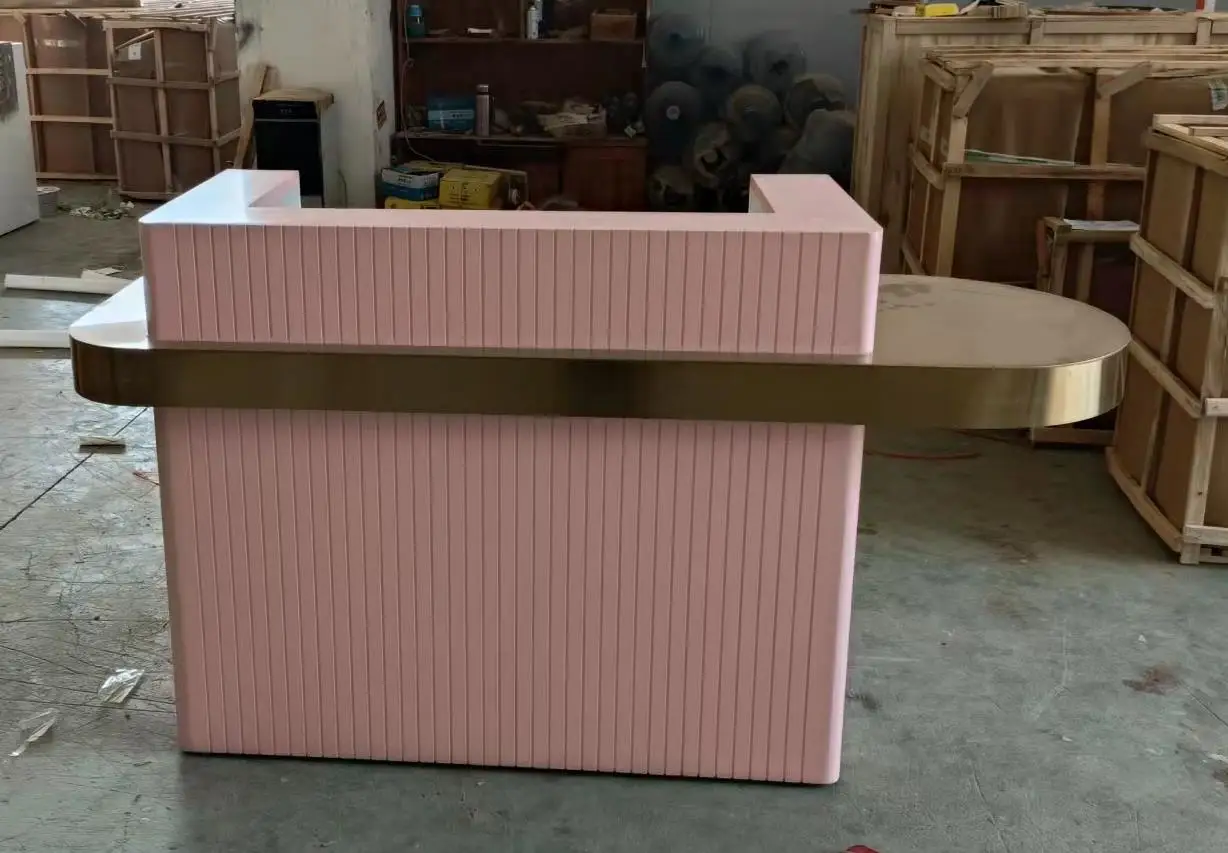 funky reception-desk standard dimension salon reception desk