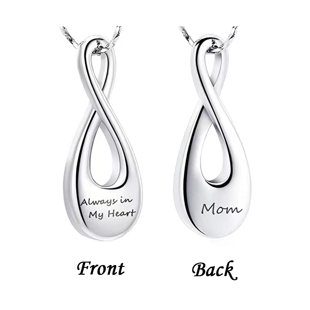 Personalized Tear Drop Cremation Urn Necklace for Ashes Always in My Heart Memory Necklace Jewelry Gift for Men and Women