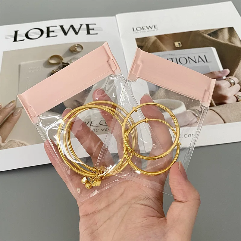 product a1 jewelry bag custom logo plastic small frosted jewelry pouch zipper tpu eva pvc packaging bags for jewelry storage bag-2