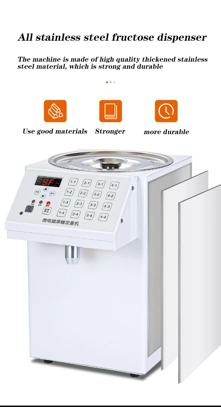 Frederimo 7.5L Automatische Fructosespender, Fructose Quantitative Machine Fructose Dispenser Zuckersirupspender Sirupspender Fit Milch Tee Softdrink Bubble Tea