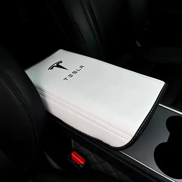 Tesla Car Armrest Mat PU Leather center console Protection mat Tesla Model 3 Armrest Box mat set Interior accessories