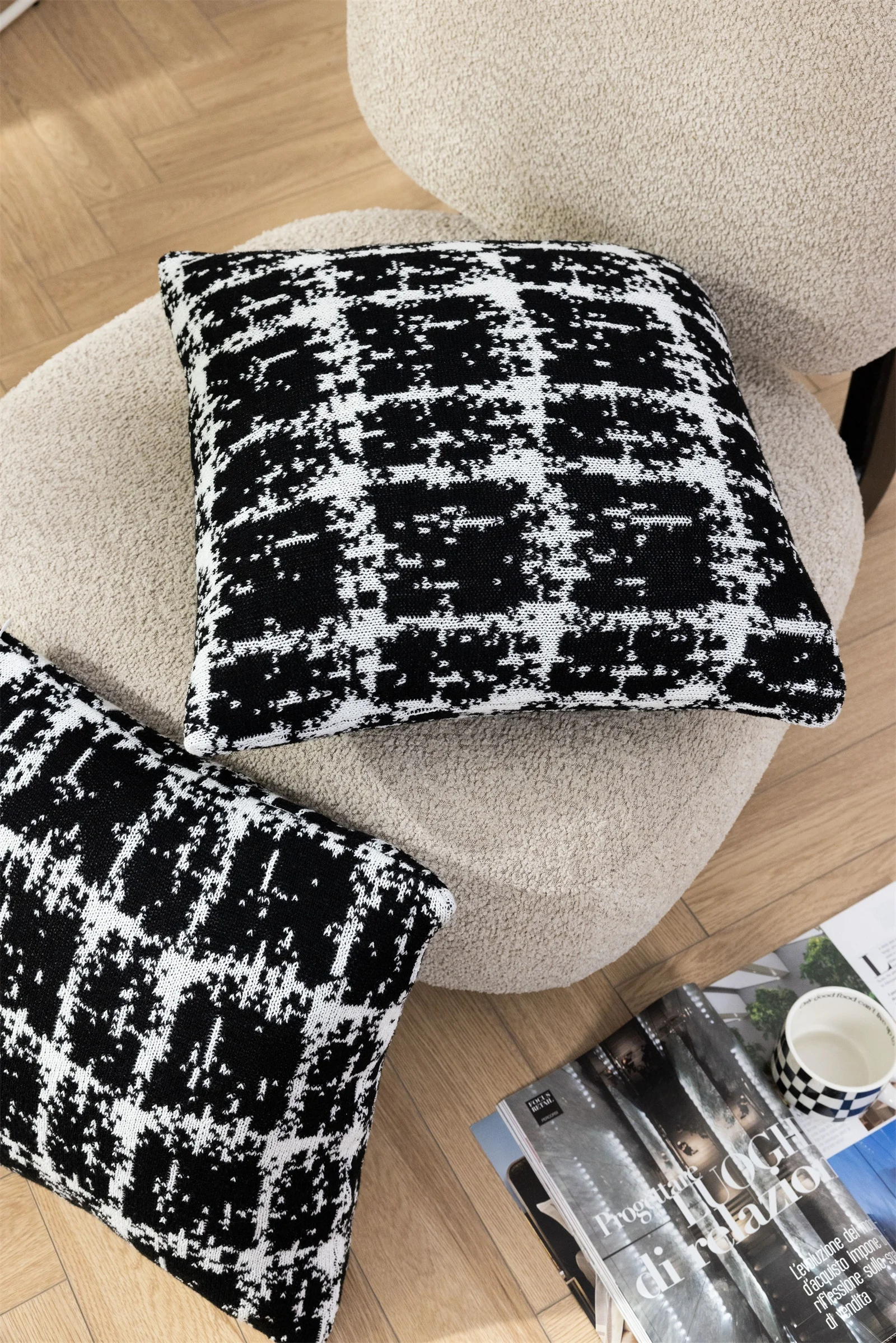 Modern Style Luxury Wool-Blend Knitted Cushion Cover For Sofa Pillow And Living Room Pillowcase  AWN manufacture