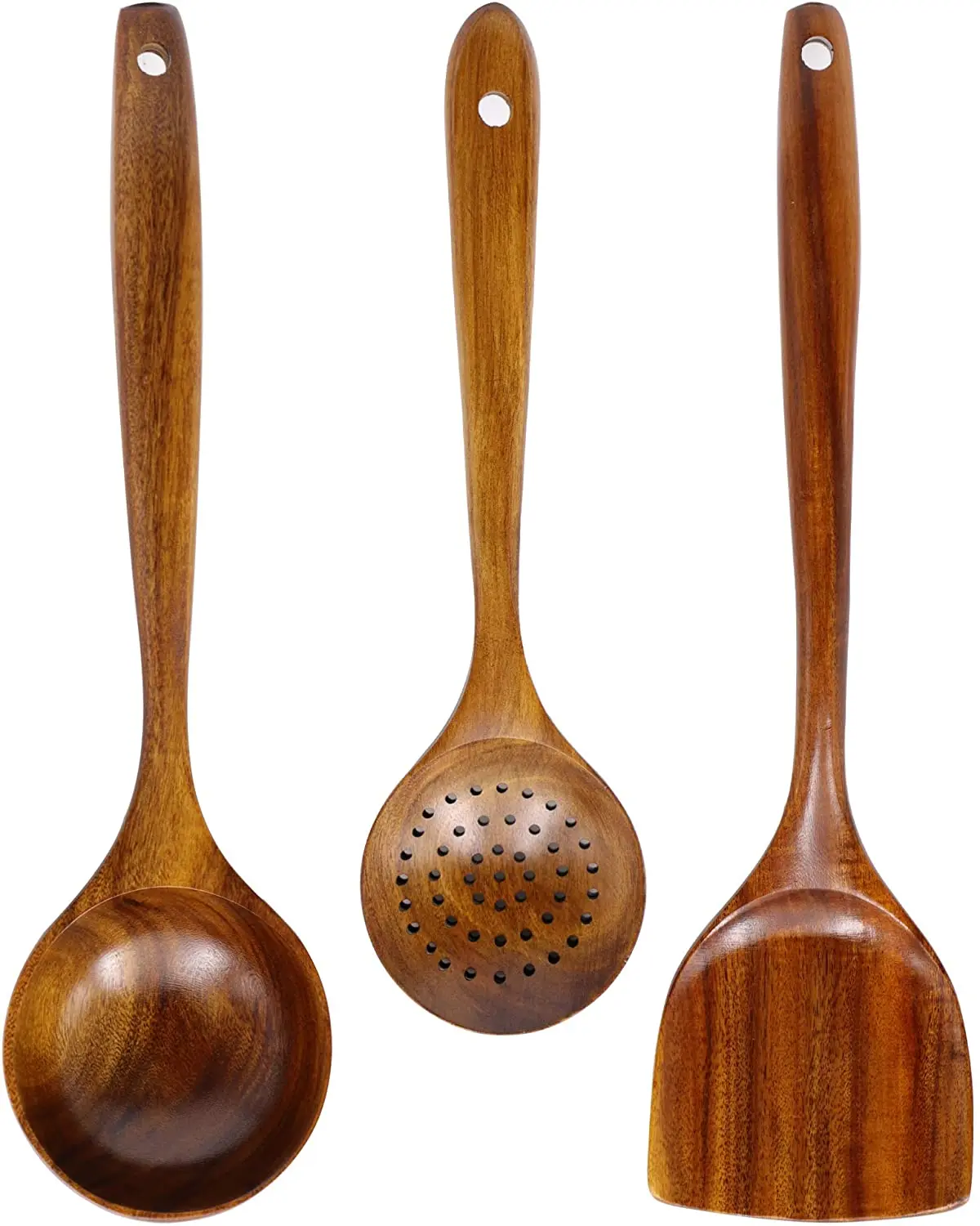 Wooden Kitchen Utensils Set,Wooden Spoons for Cooking Natural Teak Wood  Kitchen Spatula Set for Including 7 Pack