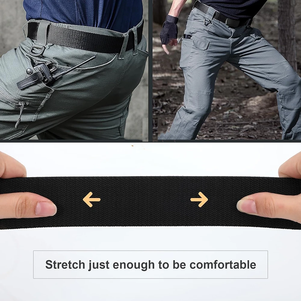 Wholesale Lightweight Stab-proof Men's Tactical Stretch Nylon Belt Pants Hiking Hunting Webbing Belt