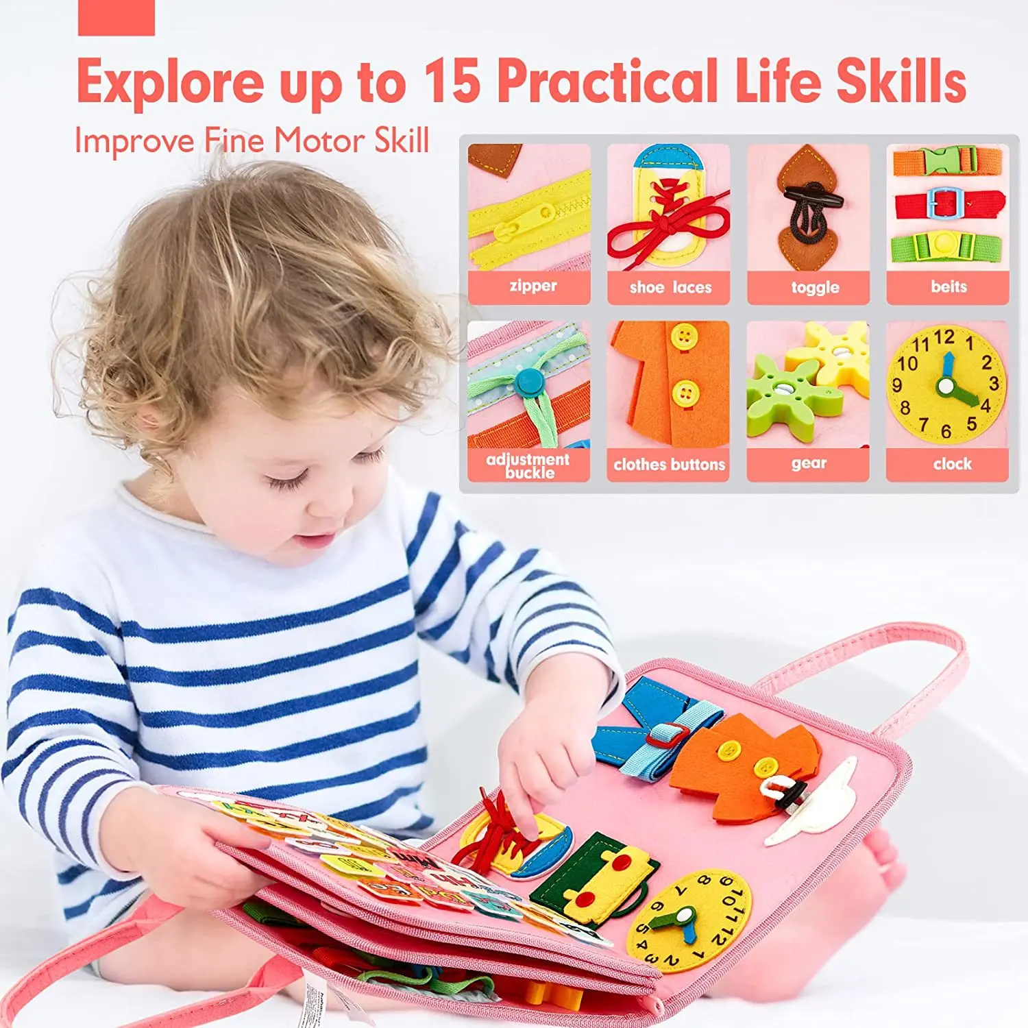 Hotsale Activity Board Montessori Kids Felt Busy Learning Basic Dress Skill Educational Travel Baby Sensory Toys