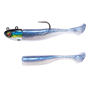 Lead Sea Fishing Jig Head Hook + T-Tail Soft Bait Set Long-Range Lure Soft Worm Bait for Sea Bass – Soft Lure – view 2
