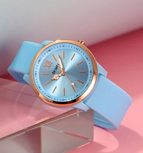 SKMEI Factory 2008 New Arrival Stylish Lady Quartz Watch Silicone Band Water Resistant Luminous Concise Leisure Wristwatch