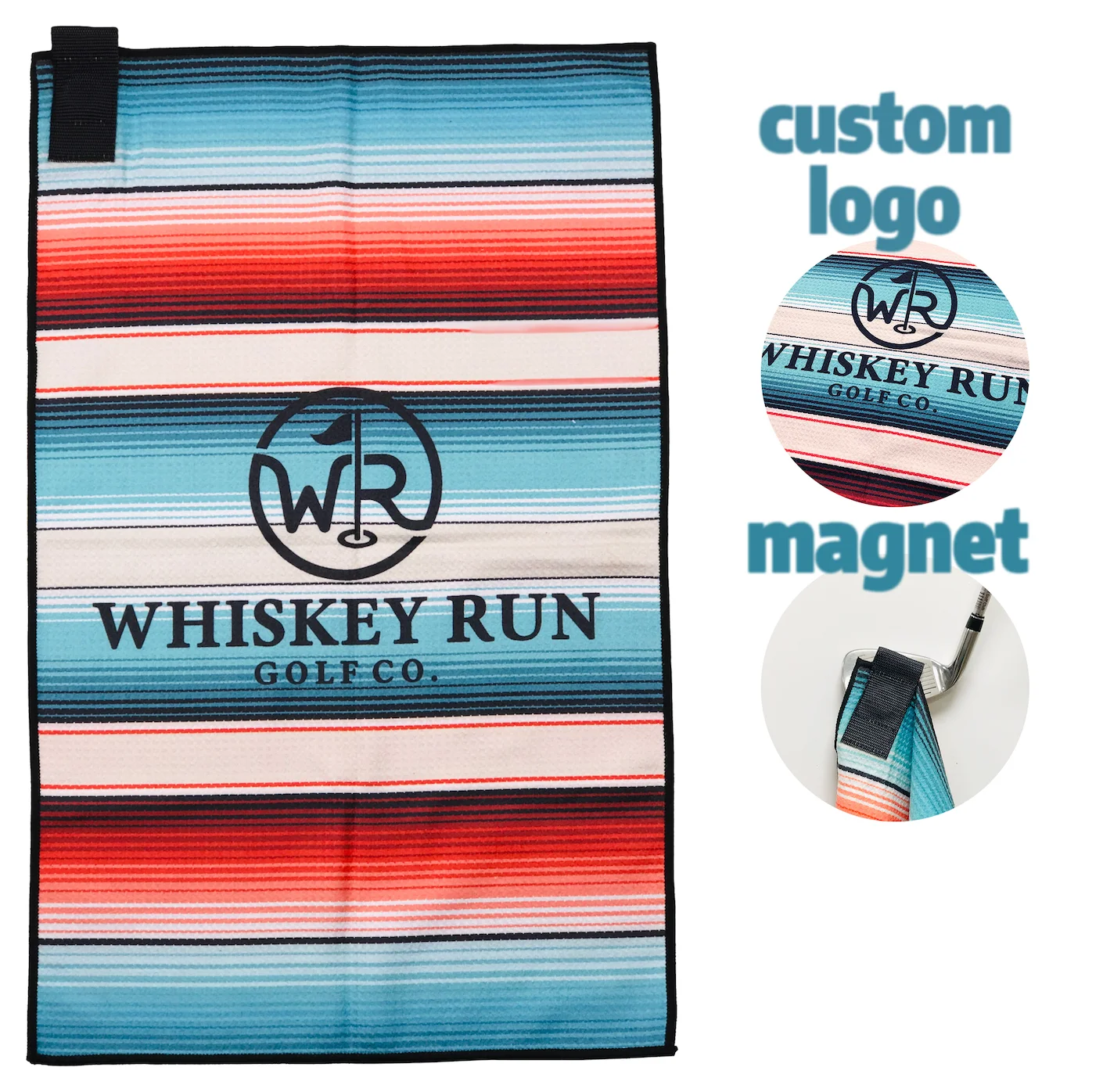 Hot Selling Small Rectangle Custom Waffle Magnetic Microfiber Golf Towel with Magnet