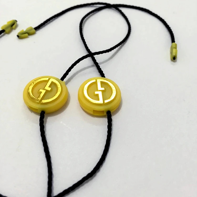 Custom Embossed Brand Name Logo Hang Tag Lock Seal Fastener with Nylon String