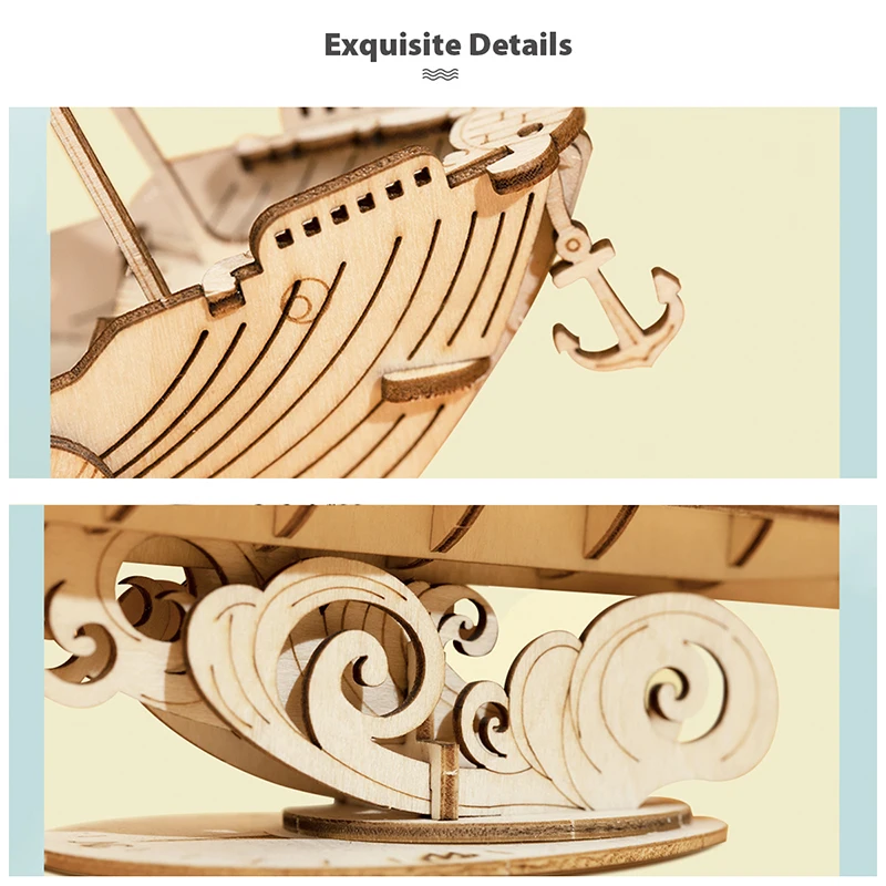 Robotime Rolife Educational Toys DIY Fishing Ship TG308 Model 3D Assembly Wooden Puzzles for Kids