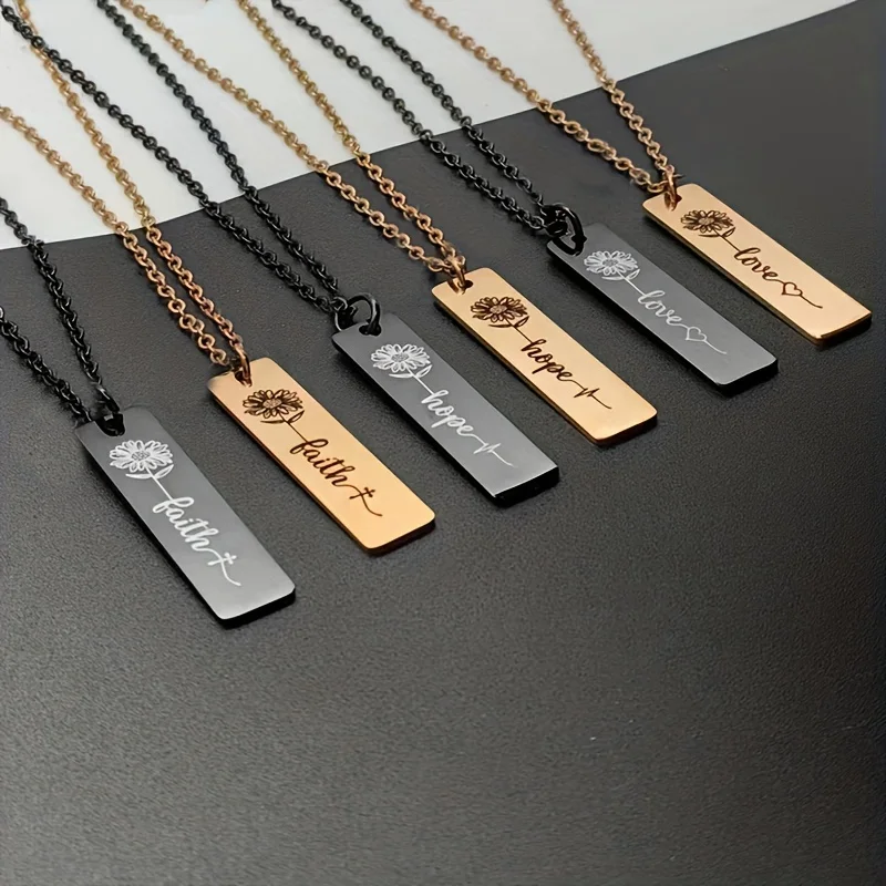 Personalized Engraved Name Bar Necklace for Women Girls Custom