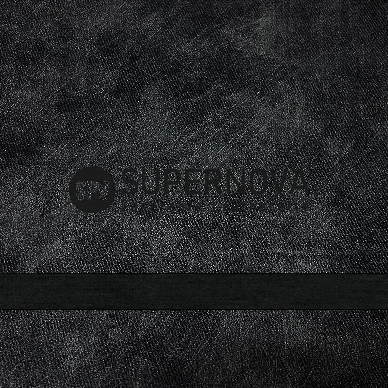 12X18 Denim Pattern Laser Cutter Leather Roll Lasered Out Black Logo With Gray Back And Adhesive factory