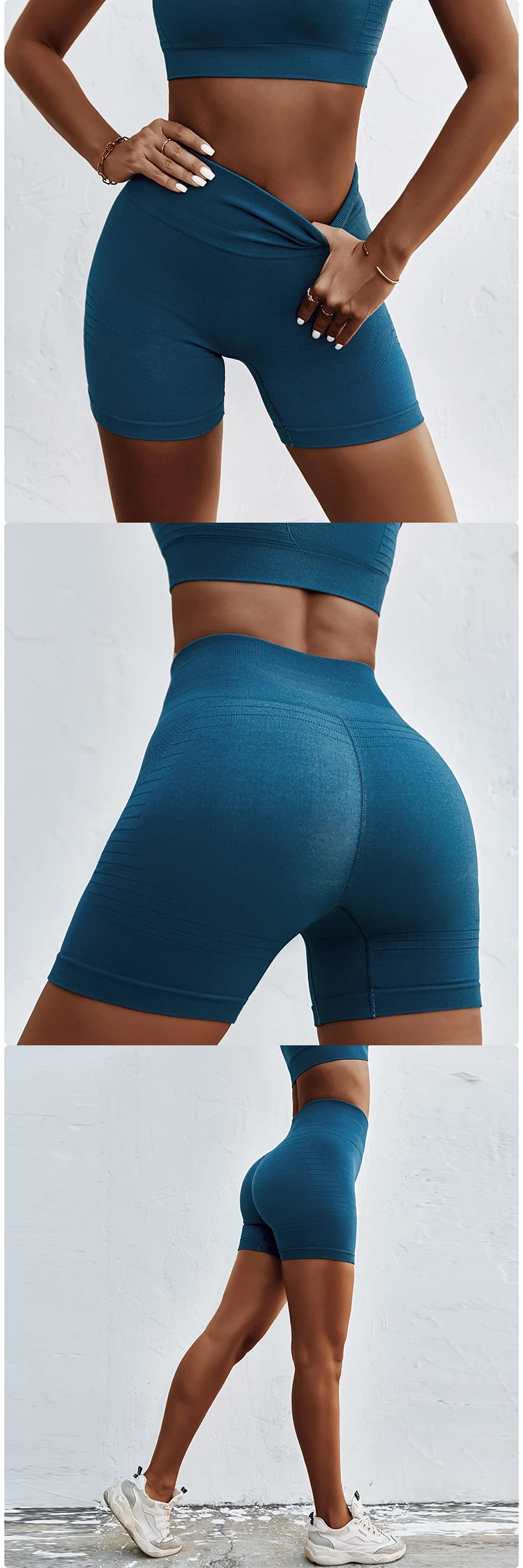 Bdk6555 High Waist Seamless Gym Shorts For Women Mesh Breathable
