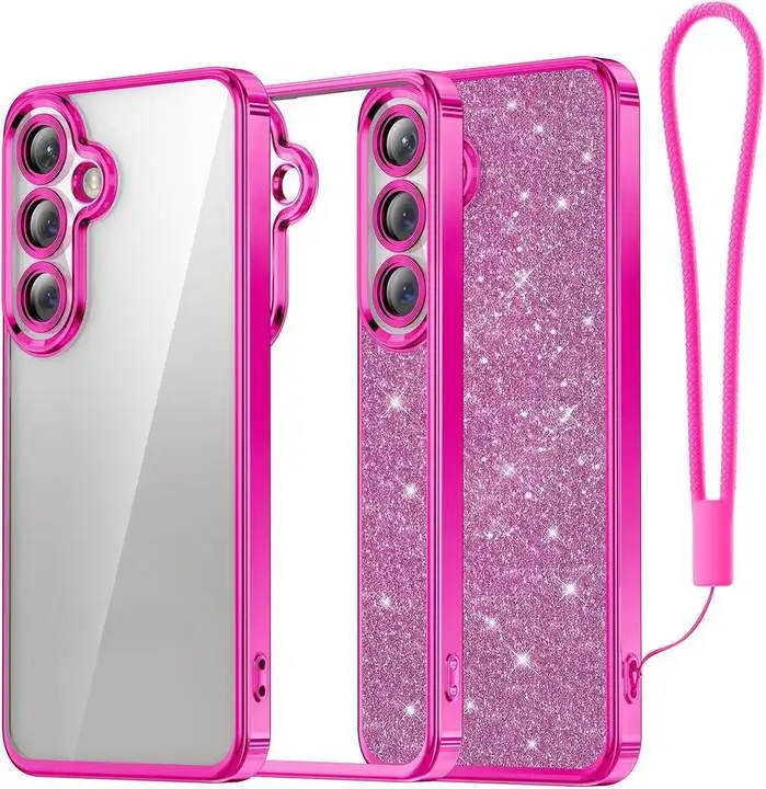 Candy Pink Case Designed for Samsung Galaxy S24 S23 S22 Ultra Protector Glitter Transparent TPU Soft Phone Case Shining