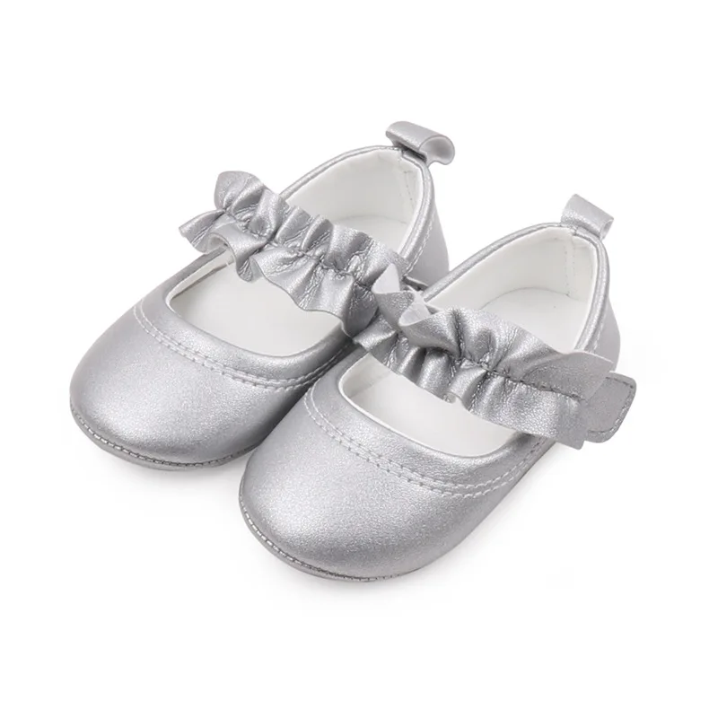 2025 Spring Autumn Summer Silver Princess Baby Infant Toddler Newborn Girl Shoes Party Evening Girl Pu Leather Shoes factory