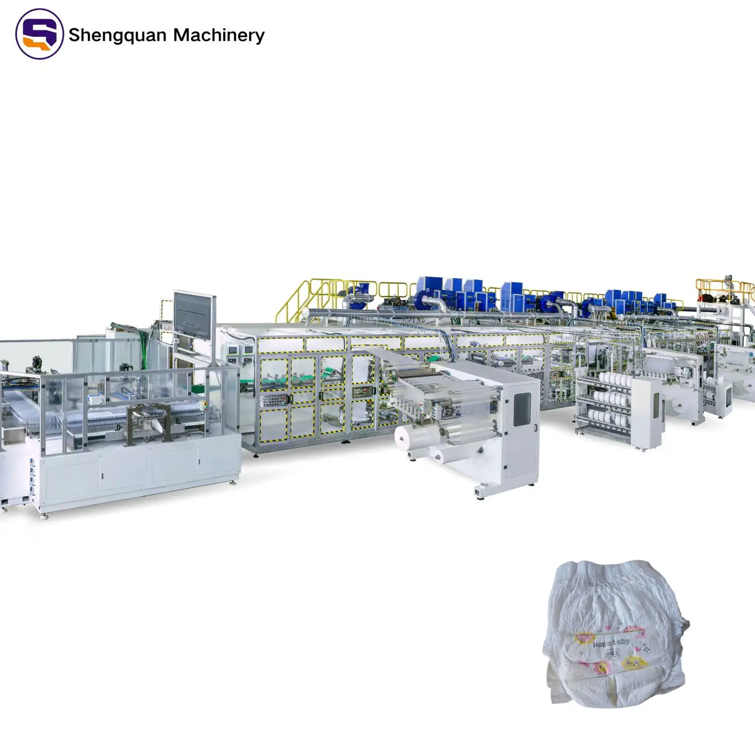 Full Servo Automatic Large Waist Baby Diaper Production Line - High Efficiency Low Energy Cost & Easy Maintenance