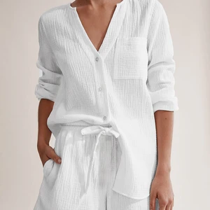 Wholesale Summer Pajamas Shorts Cotton Clothes Fashion White Ladies Home Leisure Suit