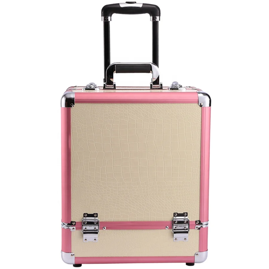 Makeup Train Case with Wheels Hairdresser Trolley Case Makeup - Main Image
