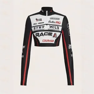 New Women's Fashion Motorbike Girl Long-Sleeved Slim-Fitting Knit Top for Ladies Warm and Comfortable Cycling Hoodie for Women