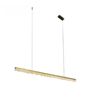 Nordic Luxury Minimalist Brass Natural Crystal Chandelier Restaurant bar Pendant Light Indoor Decoration