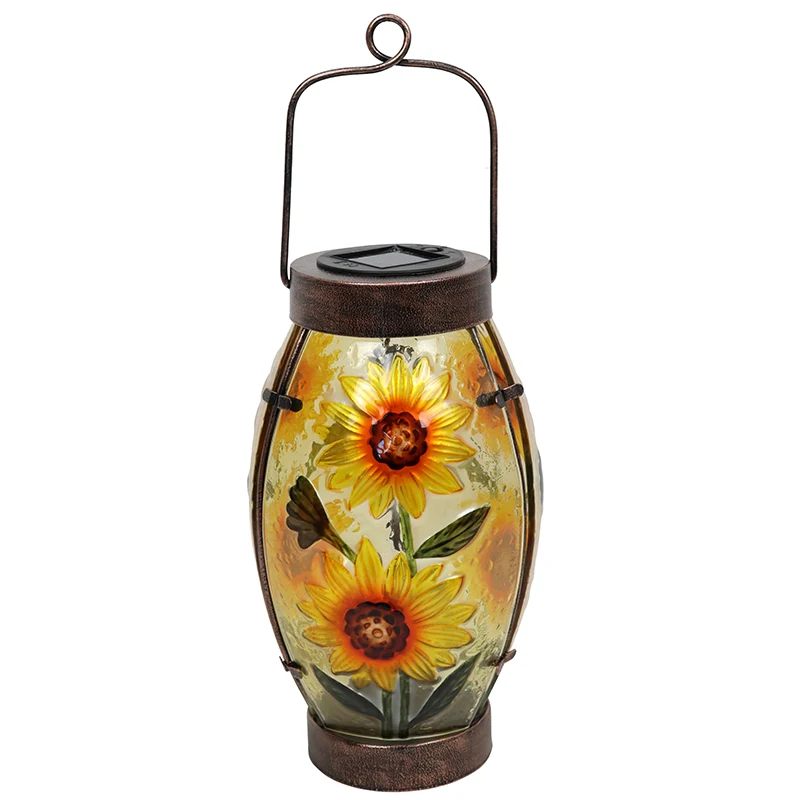 metal Glass American European Market Outdoor led  Metal  Lantern sunflower lantern