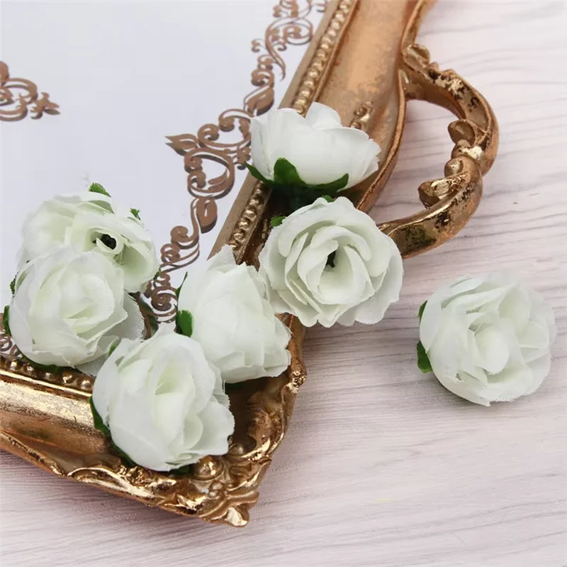 MECCANIXITY Artificial Rose Flower Heads - 72-Pack White Mini Faux Flowers For Wedding & Craft Decor