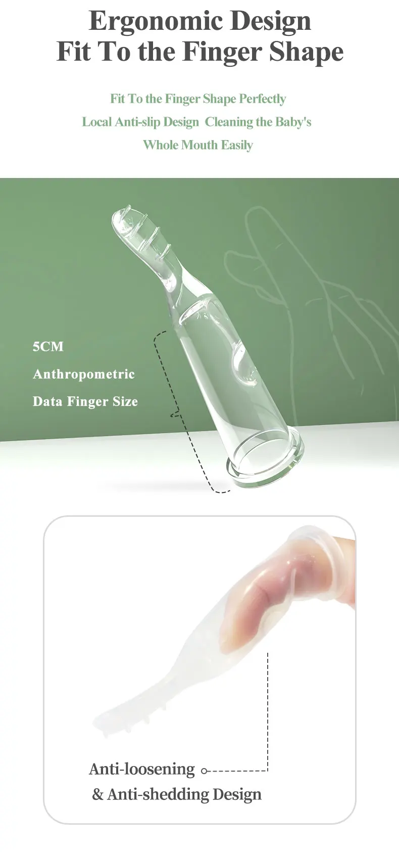 BPA Free Soft Liquid Silicone Tongue Cleaner Finger Tongue Scraper for Baby