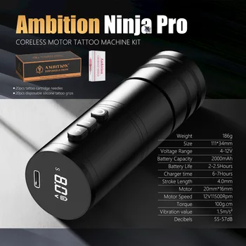 Ambition Ninja Pro Tattoo Gun - Professional Wireless Machine