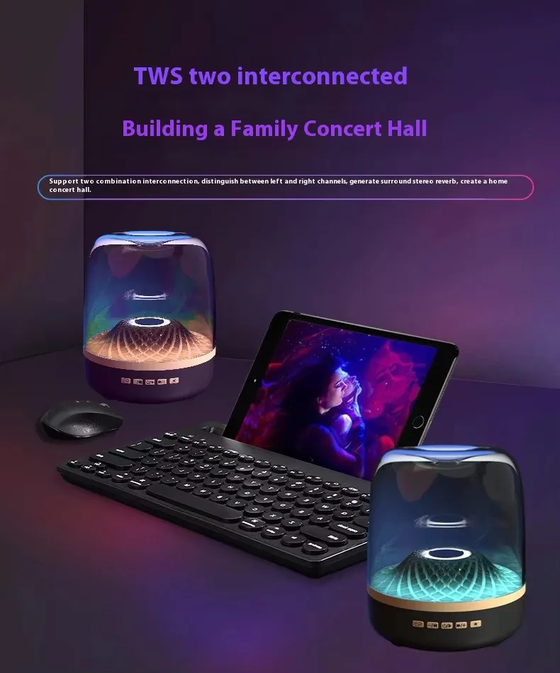 Lonvel Mini True Wireless Portable M4 BT5.3 Speaker USB-C Charger Subwoofer Som de Alta Definição Caixa de Som Multifuncional